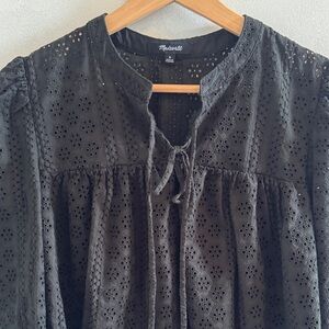 Madewell - Black Eyelet Blouse - Size M